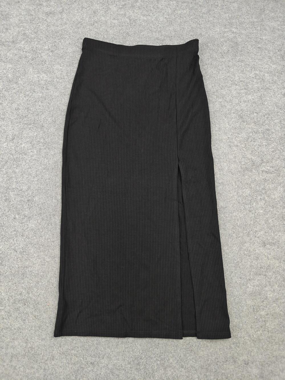 Reformation Skirt Womens XS Black Long Ribbed Pencil Slit Stretch Lyocell
